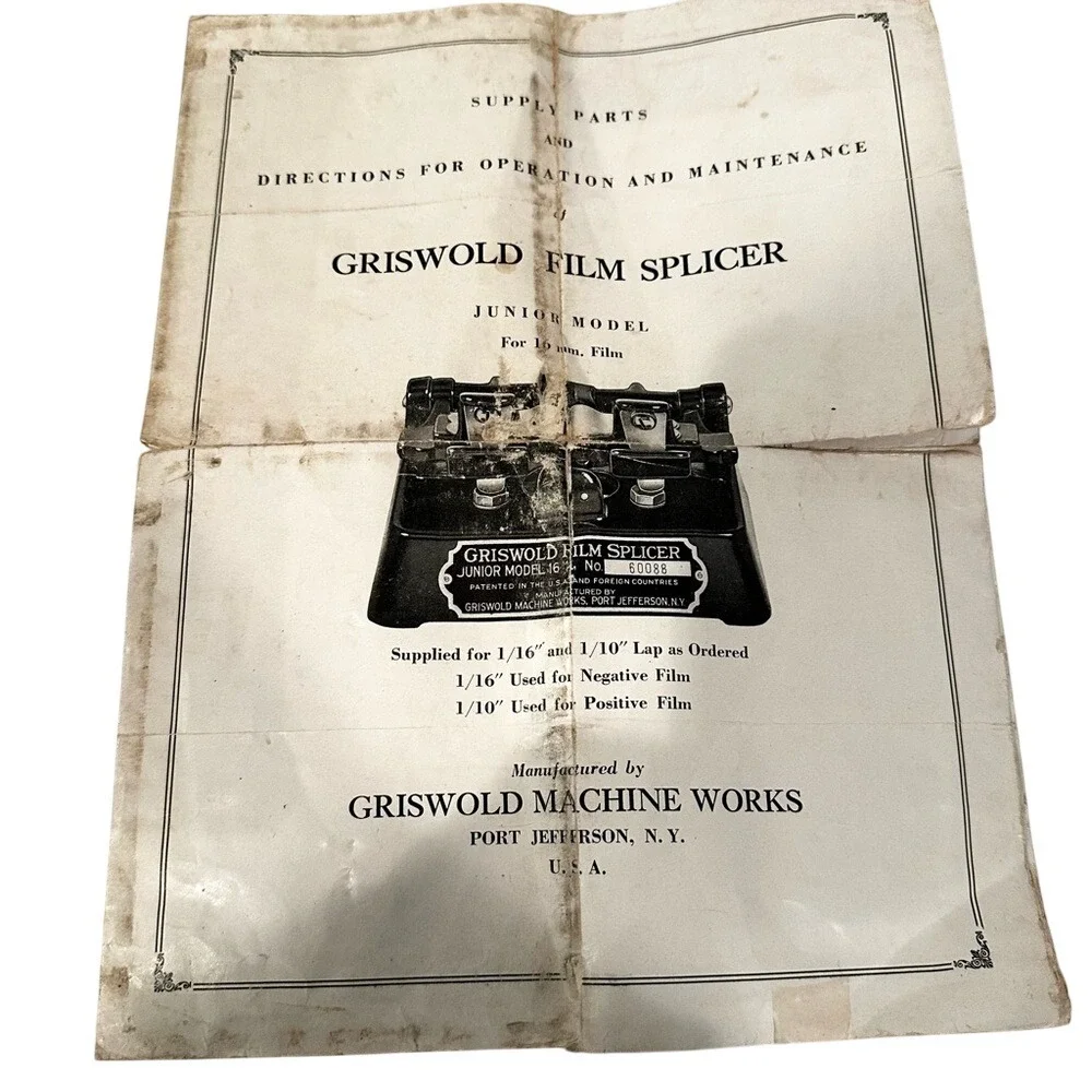Griswold Film‎ Splicer R3 Model Junior 16mm Film Vintage 1957 Movie Editing